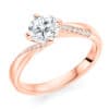 Round Brilliant Solitaire 0.9ct Diamond Engagement Ring with Diamond Set Shoulders - Image 3