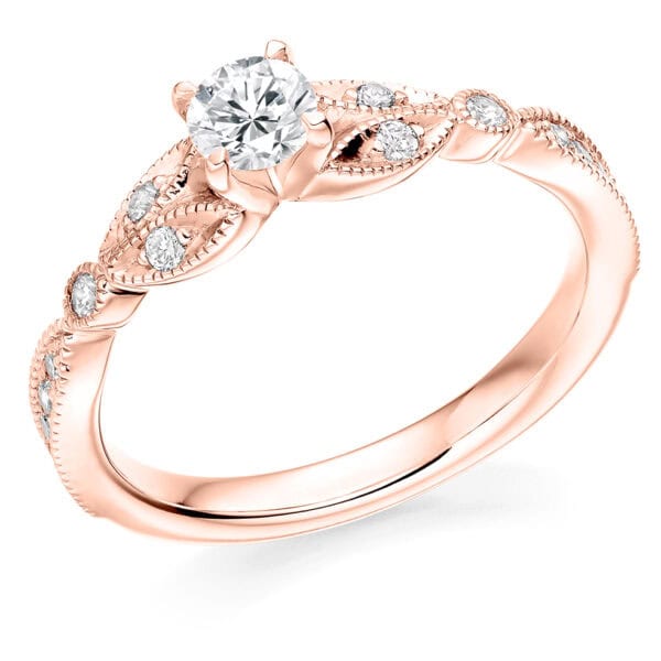 Round Brilliant Solitaire 0.33ct Diamond Engagement Ring with Diamond Set Shoulders - Image 3