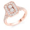 Double Round Brilliant Halo 0ct Diamond Engagement Ring with Diamond Set Shoulders - Image 3