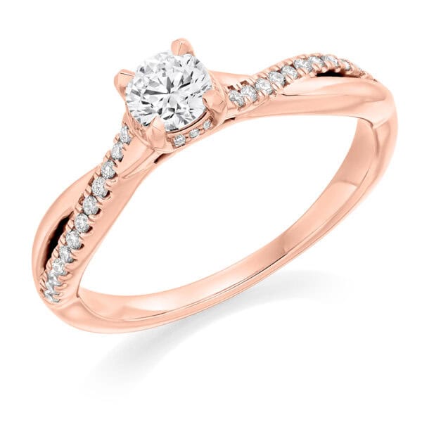 Round Brilliant Solitaire 0.33ct Diamond Engagement Ring with Diamond Set Shoulders - Image 3