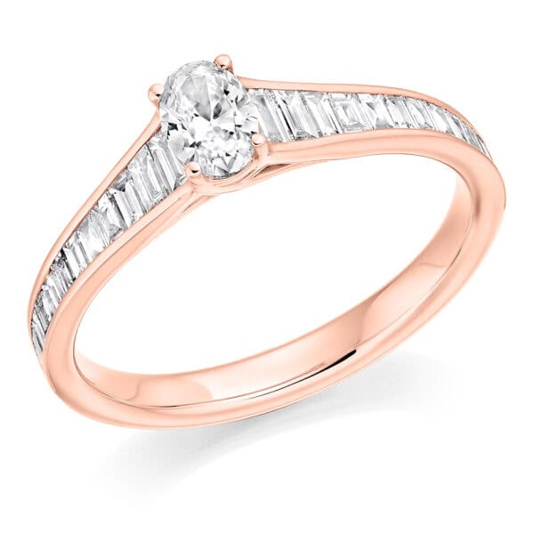 Oval Cut Solitaire 0.25ct Diamond Engagement Ring with Diamond Set Shoulders - Image 3