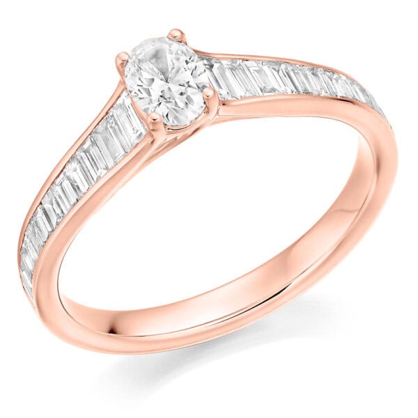 Oval Cut Solitaire 0.33ct Diamond Engagement Ring with Diamond Set Shoulders - Image 3