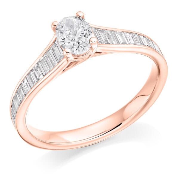 Oval Cut Solitaire 0.4ct Diamond Engagement Ring with Diamond Set Shoulders - Image 3
