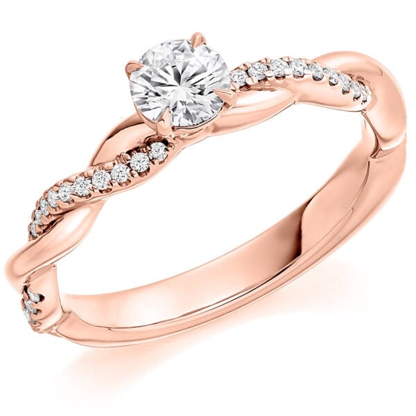 Round Brilliant Solitaire 0.33ct Diamond Engagement Ring with Diamond Set Shoulders - Image 3