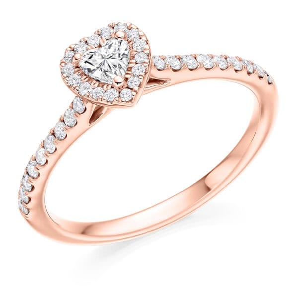 Heart Cut Halo 0.15ct Diamond Engagement Ring with Diamond Set Shoulders - Image 3