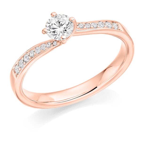 Round Brilliant Solitaire 0.33ct Diamond Engagement Ring with Diamond Set Shoulders - Image 3