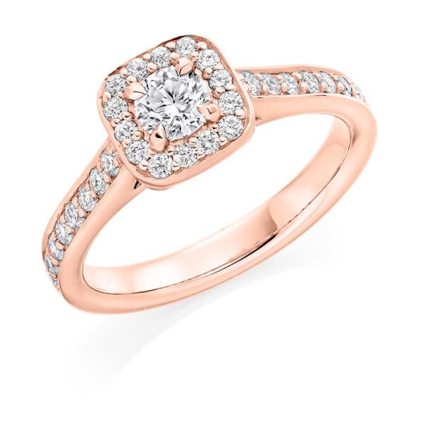 Round Brilliant Halo 0.25ct Diamond Engagement Ring with Diamond Set Shoulders - Image 3