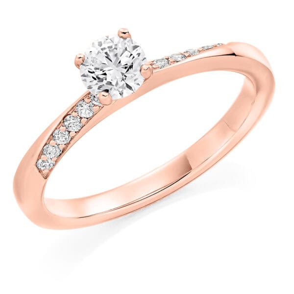 Round Brilliant Solitaire 0.4ct Diamond Engagement Ring with Diamond Set Shoulders - Image 3