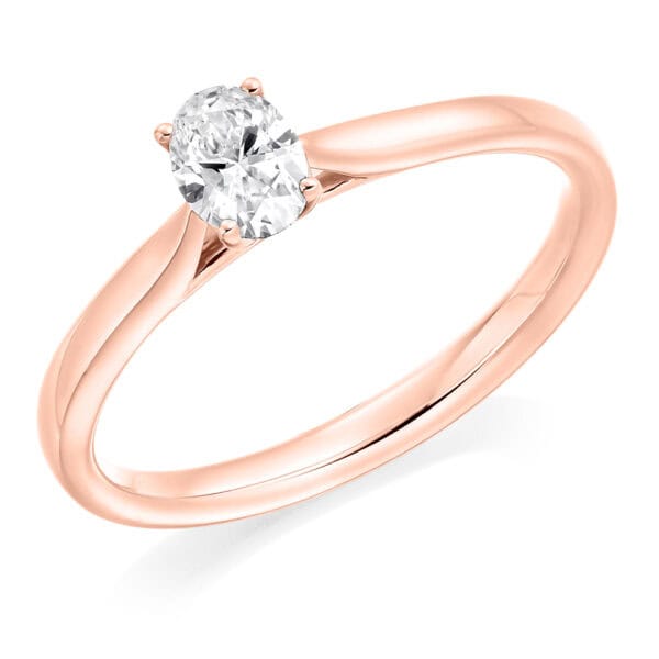 Oval Cut Solitaire 0.3ct Diamond Engagement Ring - Image 3