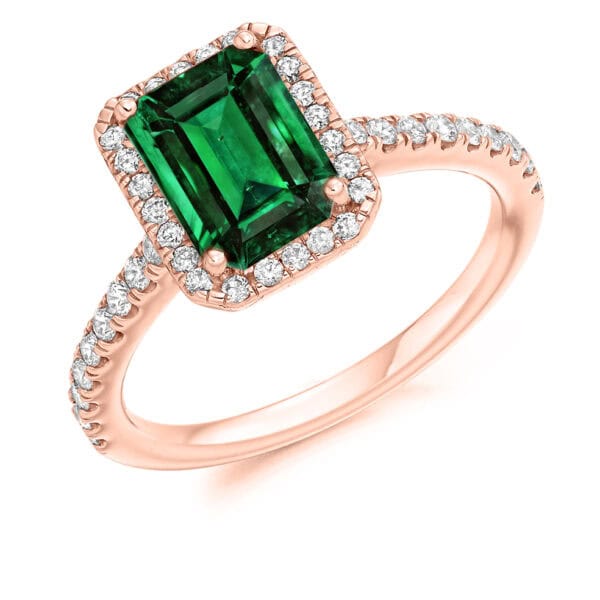 Emerald Cluster 2.66ct Engagement Ring with Diamond Set Shoulders - Image 3