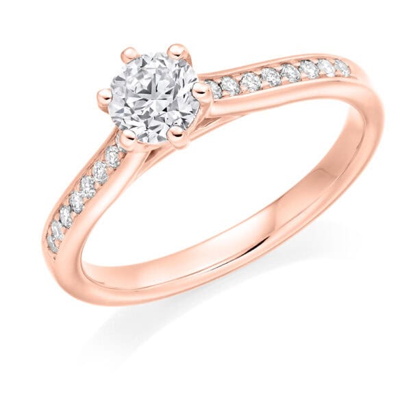 Round Brilliant Solitaire 0.33ct Diamond Engagement Ring with Diamond Set Shoulders - Image 3