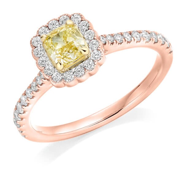 Cushion Cut Halo 0.5ct Diamond Engagement Ring with Diamond Set Shoulders - Image 3