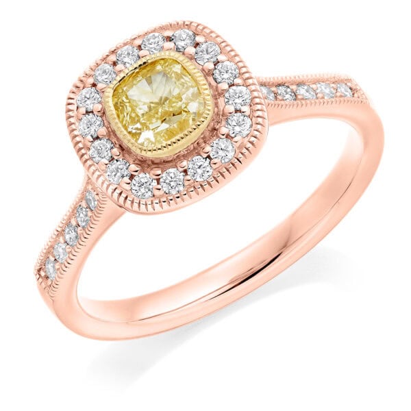 Cushion Cut Halo 0.5ct Diamond Engagement Ring with Diamond Set Shoulders - Image 3