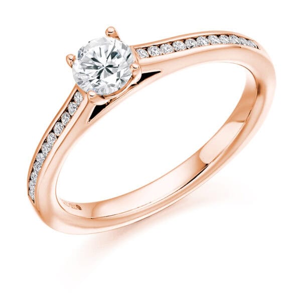 Round Brilliant Solitaire 0.33ct Diamond Engagement Ring with Diamond Set Shoulders - Image 3