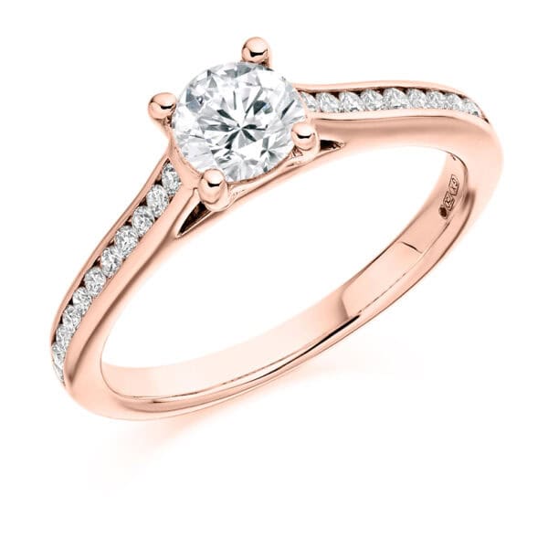 Round Brilliant Solitaire 0.5ct Diamond Engagement Ring with Diamond Set Shoulders - Image 3