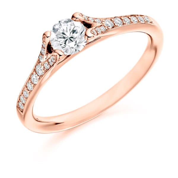 Round Brilliant Solitaire 0.33ct Diamond Engagement Ring with Diamond Set Shoulders - Image 3