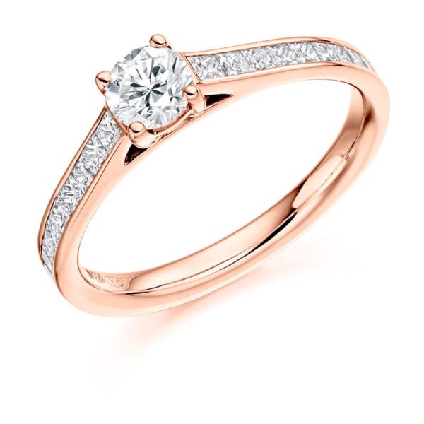 Round Brilliant Solitaire 0.33ct Diamond Engagement Ring with Diamond Set Shoulders - Image 3