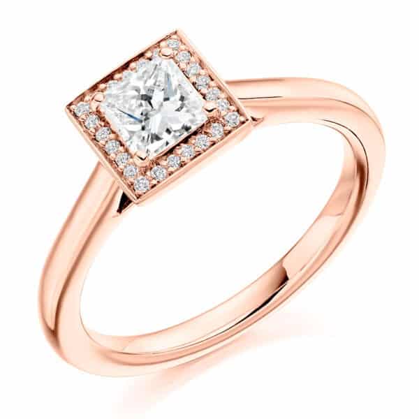 Princess Cut Halo 0.5ct Diamond Engagement Ring - Image 3