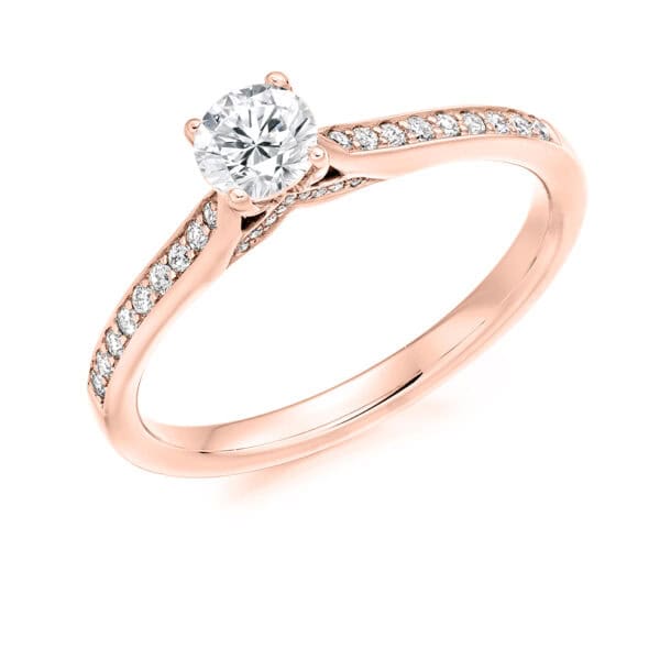 Round Brilliant Solitaire 0.25ct Diamond Engagement Ring with Diamond Set Shoulders - Image 3