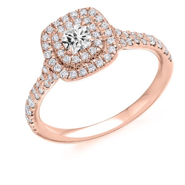 Cushion Cut Halo 0.33ct Diamond Engagement Ring with Diamond Set Shoulders - Image 3