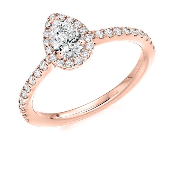 Pear Cut Halo 0.33ct Diamond Engagement Ring with Diamond Set Shoulders - Image 3