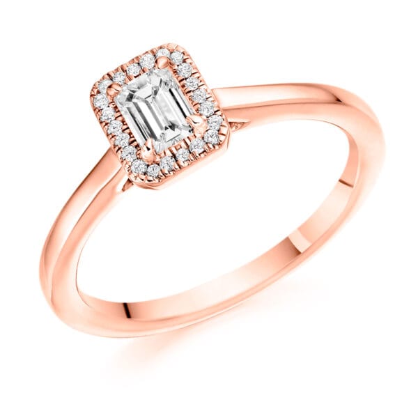 Emerald Cut Halo 0.33ct Diamond Engagement Ring - Image 3