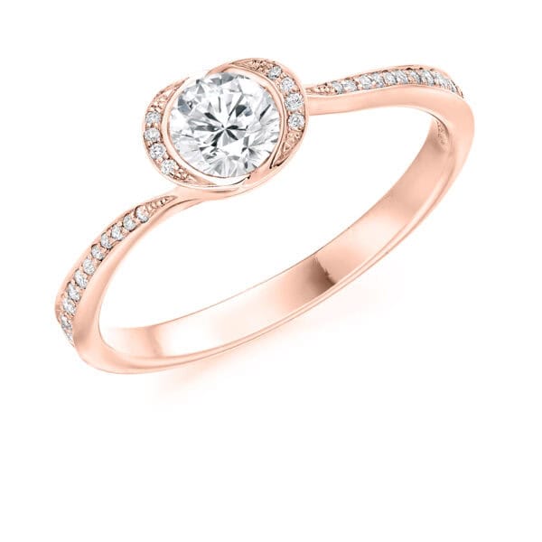 Round Brilliant Halo 0.33ct Diamond Engagement Ring with Diamond Set Shoulders - Image 3