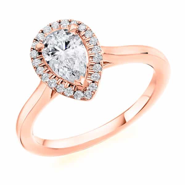 Pear Cut Halo 1ct Diamond Engagement Ring - Image 3
