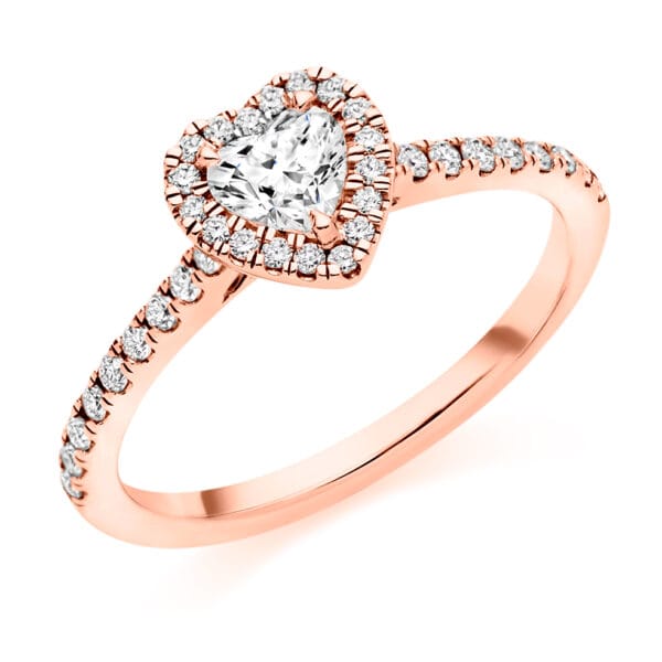 Heart Cut Halo 0.33ct Diamond Engagement Ring with Diamond Set Shoulders - Image 3