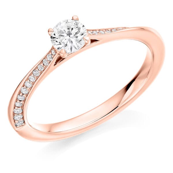 Round Brilliant Solitaire 0.33ct Diamond Engagement Ring with Diamond Set Shoulders - Image 3