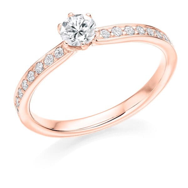 Round Brilliant Solitaire 0.33ct Diamond Engagement Ring with Diamond Set Shoulders - Image 3