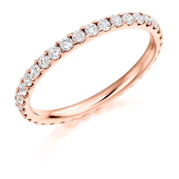 Round Brilliant Diamond Eternity Style Ring, Micro-Claw Set with 100% Diamond Coverage, 1.9mm 0.75 Carat Total Diamond Weight - Image 3