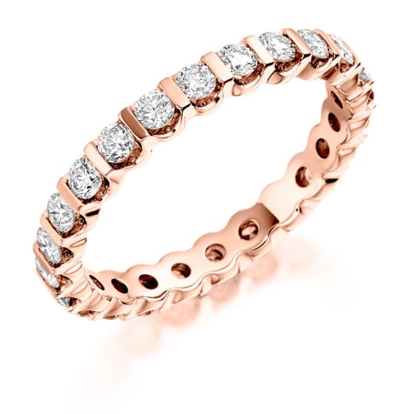 Round Brilliant Diamond Eternity Style Ring, Bar Set with 100% Diamond Coverage, 2.9mm 1 Carat Total Diamond Weight - Image 3