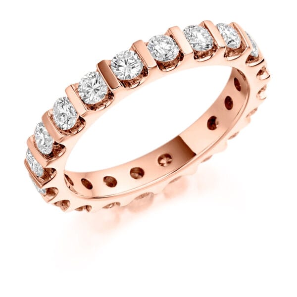 Round Brilliant Diamond Eternity Style Ring, Bar Set with 100% Diamond Coverage, 3.1mm 1.5 Carat Total Diamond Weight - Image 3