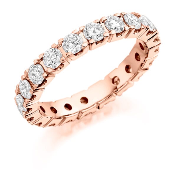 Round Brilliant Diamond Eternity Style Ring, Claw Set with 100% Diamond Coverage, 3.2mm 2 Carat Total Diamond Weight - Image 3