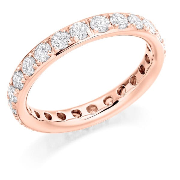 Round Brilliant Diamond Eternity Style Ring, Claw Set with 100% Diamond Coverage, 3.2mm 1.5 Carat Total Diamond Weight - Image 3