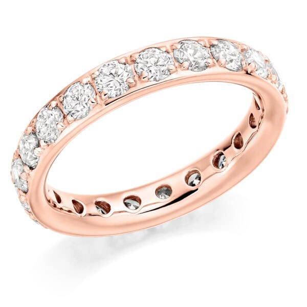 Round Brilliant Diamond Eternity Style Ring, Claw Set with 100% Diamond Coverage, 3.5mm 2 Carat Total Diamond Weight - Image 3