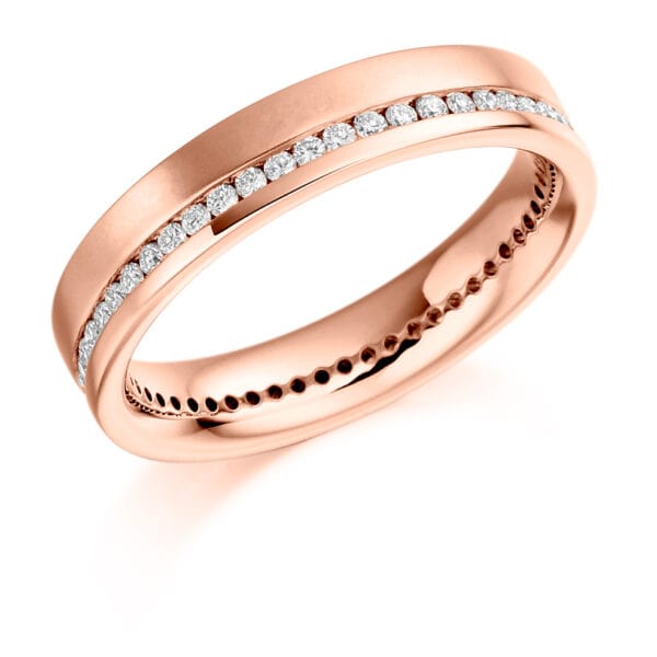 Round Brilliant Diamond Eternity Style Ring, Channel Set with Offset Diamonds with 100% Diamond Coverage, 4.2mm 0.45 Carat Total Diamond Weight - Image 3