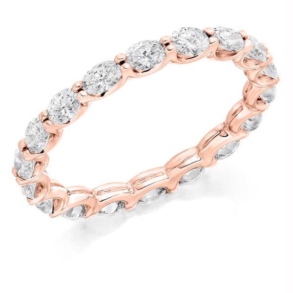 Oval Cut Diamond Eternity Style Ring, Claw Set with 100% Diamond Coverage, 2.25mm 1.3 Carat Total Diamond Weight - Image 3
