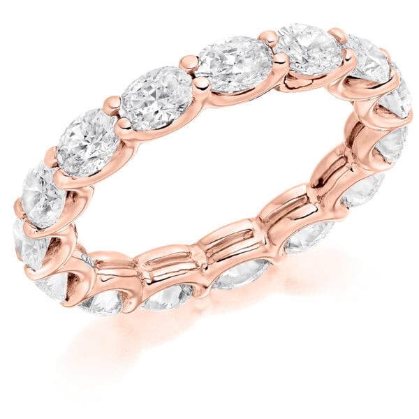 Oval Cut Diamond Eternity Style Ring, Claw Set with 100% Diamond Coverage, 3.15mm 3 Carat Total Diamond Weight - Image 3