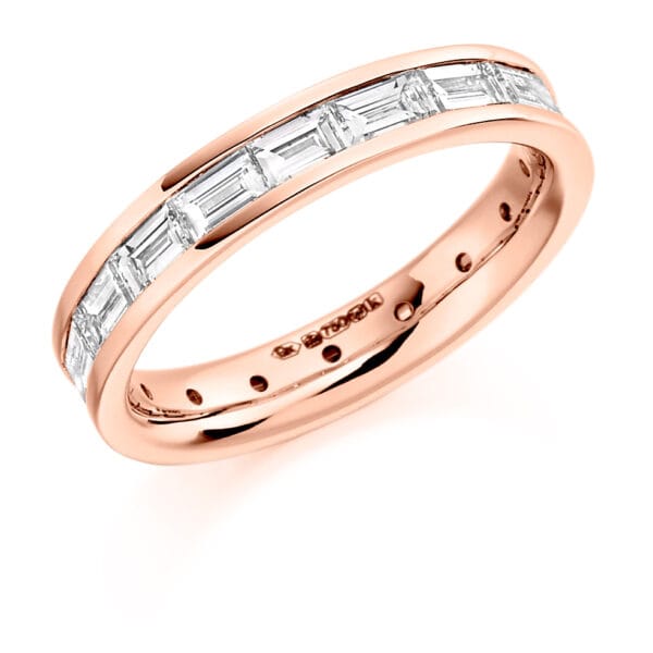 Baguette Cut Diamond Eternity Style Ring, Channel Set with 100% Diamond Coverage, 3.8mm 2 Carat Total Diamond Weight - Image 3