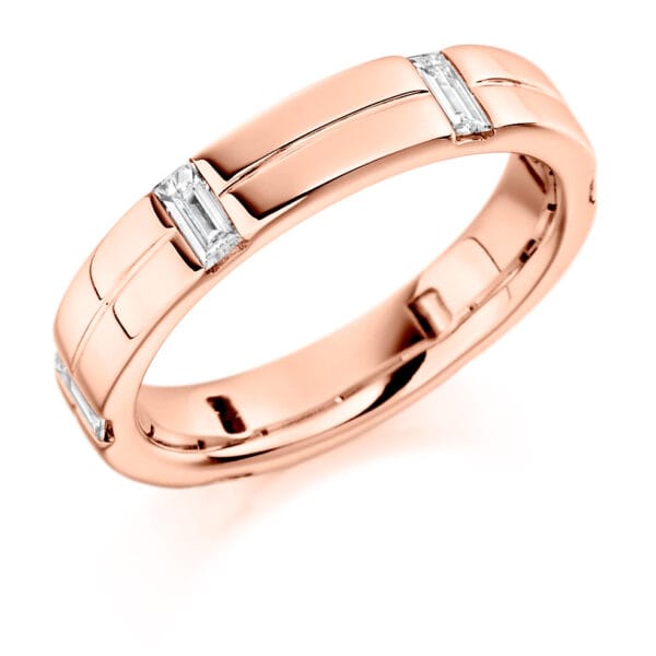 Baguette Cut Diamond Eternity Style Ring, Flush or Tension Set with 100% Diamond Coverage, 4.2mm 0.4 Carat Total Diamond Weight - Image 3