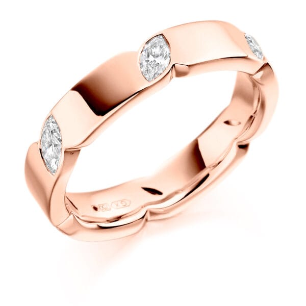 Marquise Cut Diamond Eternity Style Ring, Rubover Set with 100% Diamond Coverage, 4.2mm 0.62 Carat Total Diamond Weight - Image 3