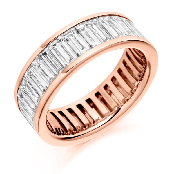 Baguette Cut Diamond Eternity Style Ring, Channel Set with 100% Diamond Coverage, 6.7mm 4.5 Carat Total Diamond Weight - Image 3