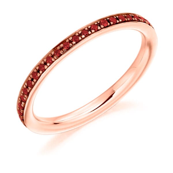 Ruby and Diamond Round Brilliant Grain Set Full Eternity Ring with 100% Diamond Coverage - Image 3