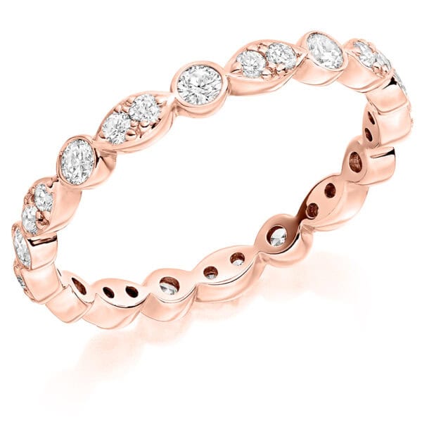 Rubover Set, Grain Set, Round Brilliant Diamond Eternity Ring with 100% Diamond Coverage, 2.6 mm Width - Image 3