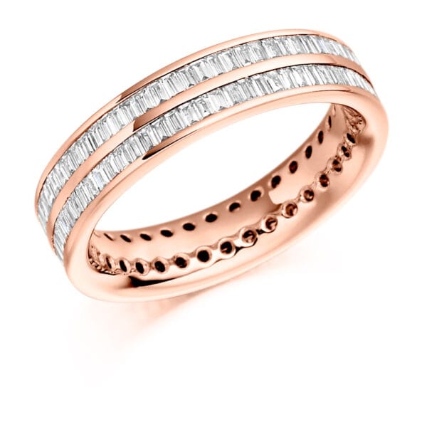 Baguette Cut Diamond Eternity Style Ring, Double Row Channel Set with 100% Diamond Coverage, 5mm 1.3 Carat Total Diamond Weight - Image 3
