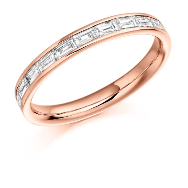 Baguette Cut Diamond Eternity Style Ring, Channel Set with 45% Diamond Coverage, 2.7mm 0.5 Carat Total Diamond Weight - Image 3