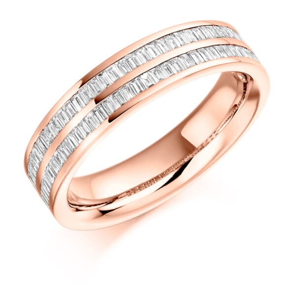 Baguette Cut Diamond Eternity Style Ring, Channel Set with 50% Diamond Coverage, 5mm 0.55 Carat Total Diamond Weight - Image 3