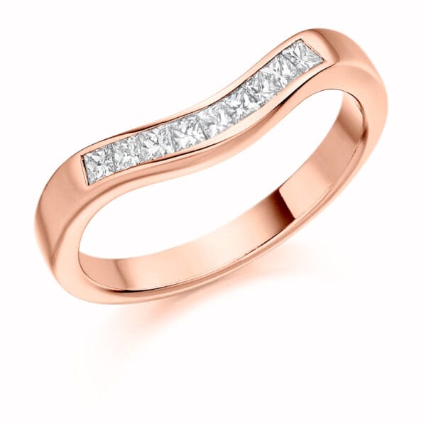 Curved and Shaped Style, Channel Set, Princess Cut Diamond Eternity Ring with 25% Diamond Coverage, 3 mm Width - Image 3